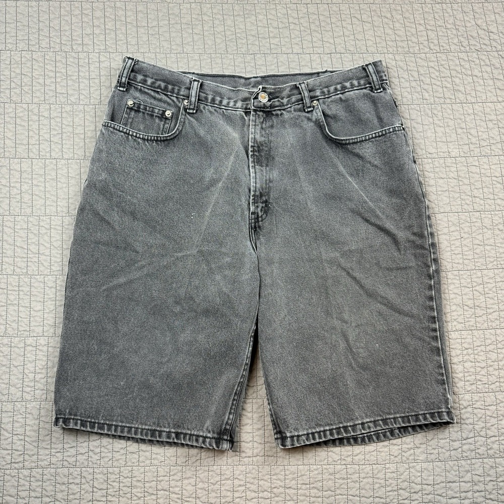 Vtg Y2K Todays News Denim Shorts Men 36 (33) Gray Faded Baggy Loose Jorts Skater